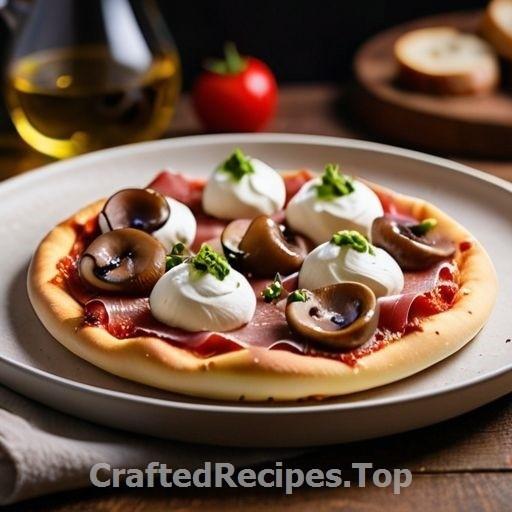 Burrata and Prosciutto Pizza with Fresh Mushrooms and Oregano