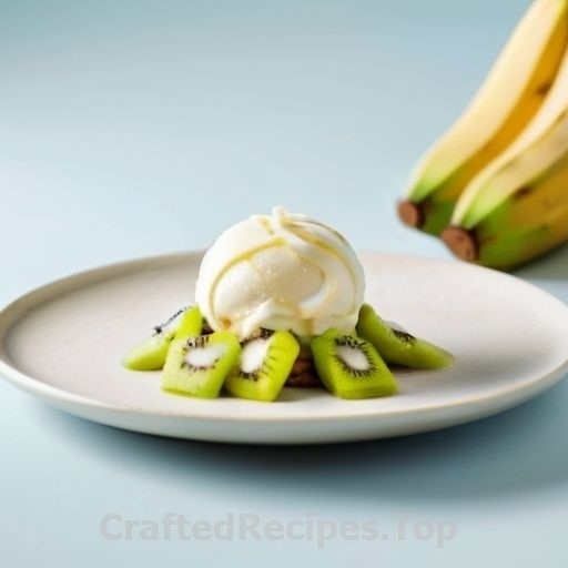 Caramelized Banana and Kiwi with White Chocolate and Vanilla Ice Cream