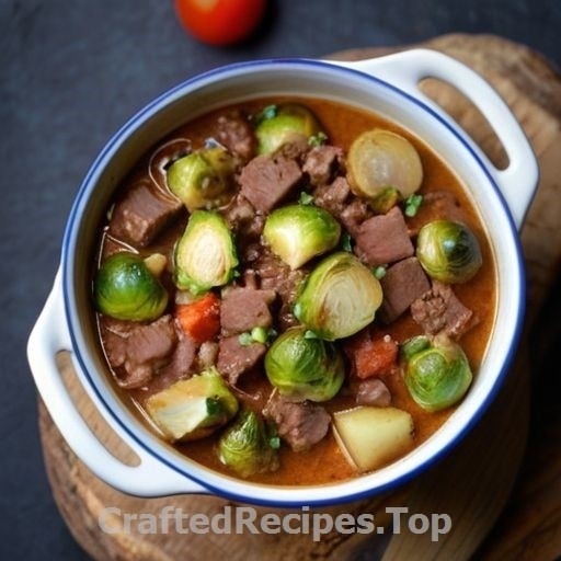 Hearty Meat and Brussels Sprouts Stew with Orange Cream