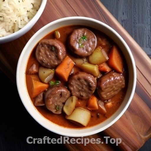 Hearty Sausage Stew with Root Vegetables and Mushrooms