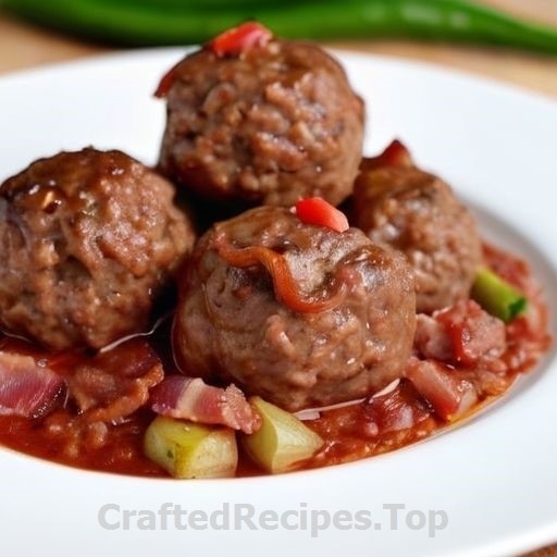 Meatballs with Bacon and Rose Pepper Sauce