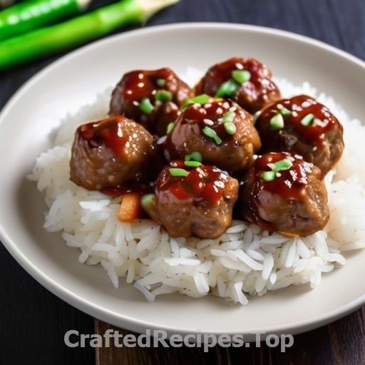 Meatballs with Ginger-Sesame Glaze and Jasmine Rice