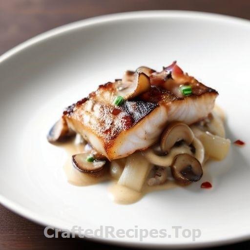 Pan-Seared Cod with Bacon Mushrooms and White Wine Sauce