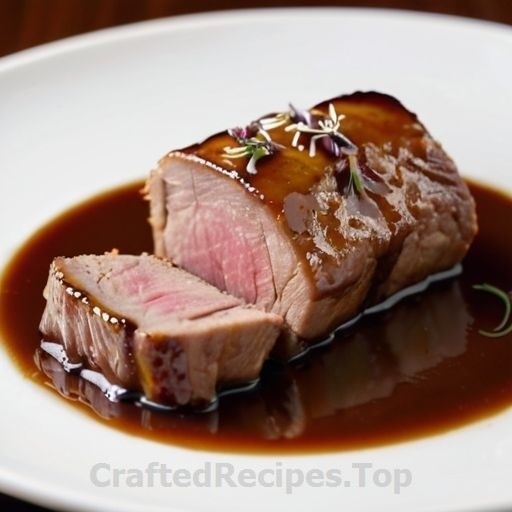 Pan Seared Pork Tenderloin in a Caramelized Sugar Cake Mold with Creamy Sauce