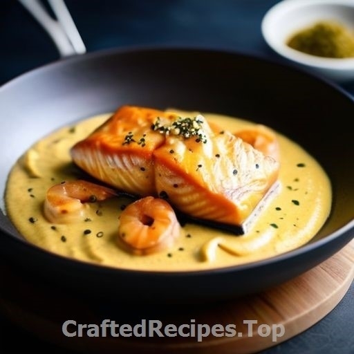 Pan-Seared Salmon with Shrimp and Saffron Cream Sauce