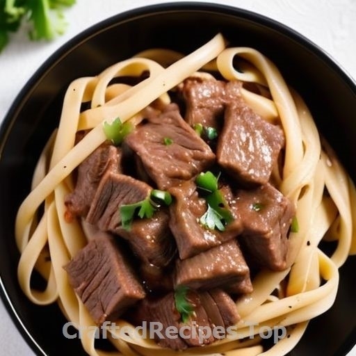 Pasta with Beef Strips in Pepper Sauce