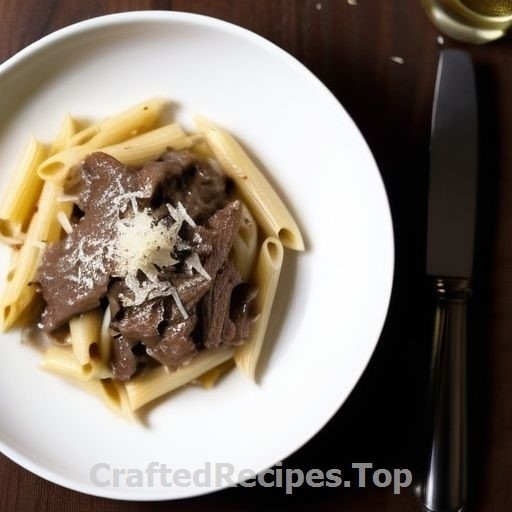 Penne Pasta with Beef Mushrooms and Truffle Oil