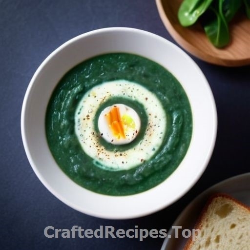 Spinach Soup with Boiled Egg Halves