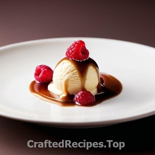 Vanilla Ice Cream with Salted Caramel Sauce and Raspberries
