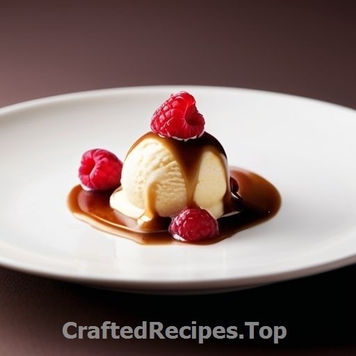 Vanilla Ice Cream with Salted Caramel Sauce and Raspberries