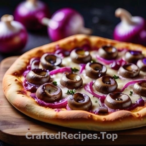 White Pizza with Mushrooms and Red Onion